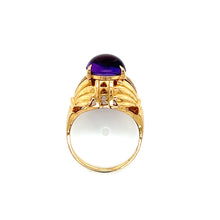 Load image into Gallery viewer, Art Deco 18K Yellow Gold Large Amethyst Cabochon Domed Ring