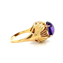 Load image into Gallery viewer, Art Deco 18K Yellow Gold Large Amethyst Cabochon Domed Ring