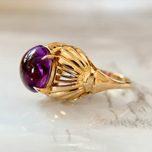 Load image into Gallery viewer, Art Deco 18K Yellow Gold Large Amethyst Cabochon Domed Ring
