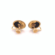 Load image into Gallery viewer, Vintage 10K Yellow Gold Screw Back Eastern Star Onyx Earrings
