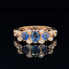 Load image into Gallery viewer, Antique 14K Rose Gold Sapphire and Diamond Ring