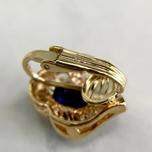 Load image into Gallery viewer, 14K Two-Tone Gold Blue Sapphire Clip On Earrings