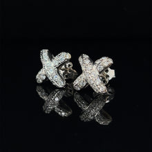 Load image into Gallery viewer, 18K White Gold .69ctw VS Diamond &quot;X&quot; Stud Earrings