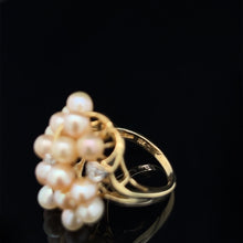 Load image into Gallery viewer, 10K Two-Tone Gold Cultured Pearl Cluster Ring