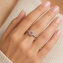 Load image into Gallery viewer, 14K White Gold Round Cut Morganite and Diamond Engagement Ring