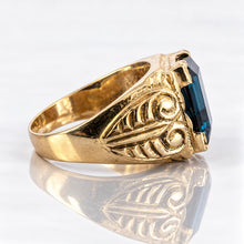 Load image into Gallery viewer, 14K Yellow Gold Men's  London Blue Topaz Statement Ring