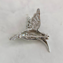 Load image into Gallery viewer, 14K White Gold Diamond and Sapphire Hummingbird Brooch