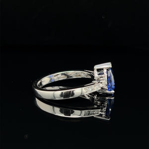 18K White Gold 1.50ct Ceylon Sapphire and Diamond Ring