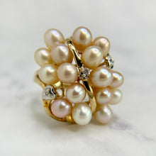 Load image into Gallery viewer, 10K Two-Tone Gold Cultured Pearl Cluster Ring