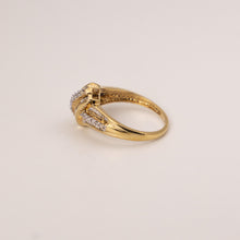 Load image into Gallery viewer, 14k Yellow Gold Diamond  Baguette &amp; Round Crossover Band Ring