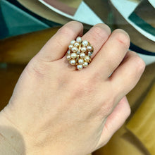 Load image into Gallery viewer, 10K Two-Tone Gold Cultured Pearl Cluster Ring