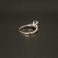Load image into Gallery viewer, 14k White Gold Oval Cut Green Sapphire and Round White Diamond Ring