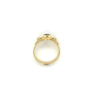 18K Yellow Gold Sapphire and Diamond Floral Halo Ring