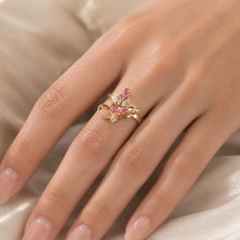 Load image into Gallery viewer, Vintage 10k Ruby and Diamond (CZ) Floral Ring