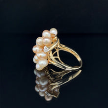 Load image into Gallery viewer, 10K Two-Tone Gold Cultured Pearl Cluster Ring