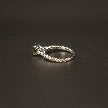 Load image into Gallery viewer, 14k White Gold Oval Cut Green Sapphire and Round White Diamond Ring