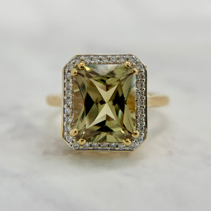 18K Yellow Gold Turkish Diaspore Diamond Ring