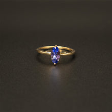 Load image into Gallery viewer, English Made .375 10k Yellow Gold Marquise Tanzanite Solitaire Ring