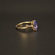 Load image into Gallery viewer, English Made .375 10k Yellow Gold Marquise Tanzanite Solitaire Ring