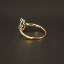 Load image into Gallery viewer, English Made .375 10k Yellow Gold Marquise Tanzanite Solitaire Ring