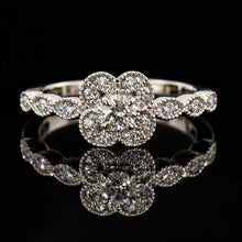Load image into Gallery viewer, Exquisite Vintage 14K WG Floral Diamond Cluster Ring