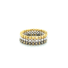 Load image into Gallery viewer, 18K Triple Row Tri-Color Faceted Bead Band
