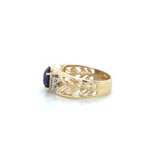 Load image into Gallery viewer, 14K Yellow Gold Amethyst and Diamond Laurel Ring