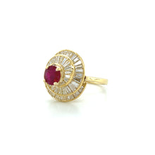 Load image into Gallery viewer, 18K Yellow Gold 1ct Ruby and Diamond Ballerina Ring