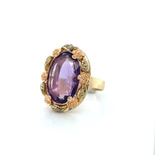 Load image into Gallery viewer, Large 14K Tri-Color Gold Amethyst Flower Statement Ring