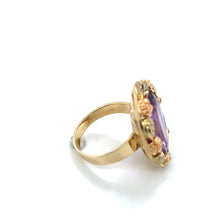 Load image into Gallery viewer, Large 14K Tri-Color Gold Amethyst Flower Statement Ring
