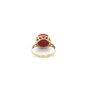 Vintage 14K Yellow Gold Red Jasper Cabochon Ring