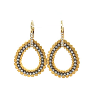 18K Yellow Brushed Gold and Black Rhodium Diamond Earrings
