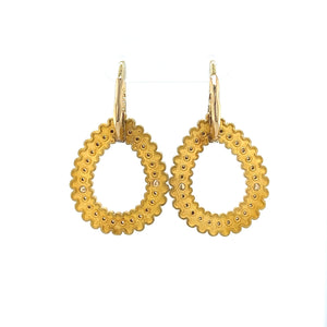 18K Yellow Brushed Gold and Black Rhodium Diamond Earrings