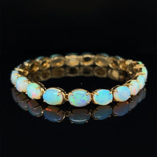 Load image into Gallery viewer, Vintage 18K Yellow Gold Australian Opal Tennis Bracelet