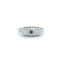 Load image into Gallery viewer, Art Deco 18K White Gold Old Euro Cut Diamond Filigree Ring