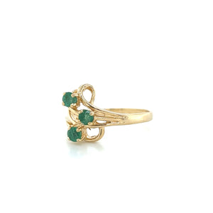 14K Yellow Gold Emerald Openwork Swirl Ring