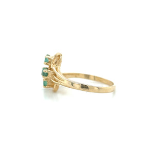 14K Yellow Gold Emerald Openwork Swirl Ring