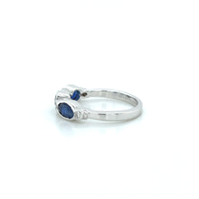 Load image into Gallery viewer, 14K White Gold Sapphire and Diamond East-West Band