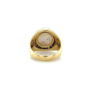 14K Yellow Gold Mabe Pearl and Diamond Cocktail Ring