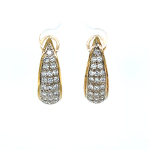 Load image into Gallery viewer, 14K Two-Tone Gold 1.50ctw Diamond J-Hoop Earrings