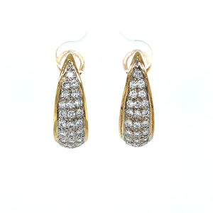 14K Two-Tone Gold 1.50ctw Diamond J-Hoop Earrings
