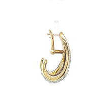 Load image into Gallery viewer, 14K Two-Tone Gold 1.50ctw Diamond J-Hoop Earrings