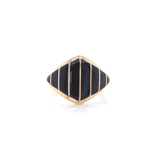 Load image into Gallery viewer, Vintage 14K Yellow Gold Inlay Striped Onyx Ring