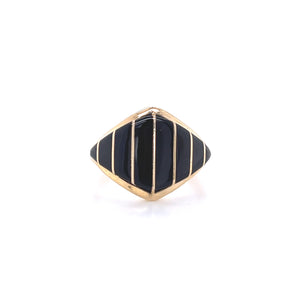 Vintage 14K Yellow Gold Inlay Striped Onyx Ring