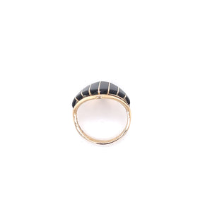 Vintage 14K Yellow Gold Inlay Striped Onyx Ring