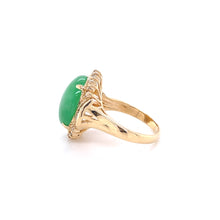 Load image into Gallery viewer, 18K Yellow Gold Natural Jade Cabochon and Diamond Ring