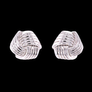 Large 14K White Gold Statement Twisted Knot Earrings