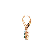 Load image into Gallery viewer, 14K Two-Tone Pear Cut Emerald and Diamond Drop Earrings