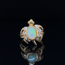 Load image into Gallery viewer, 18K Gold Opal and Diamond Removable Pendant Turtle Ring
