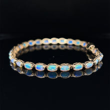 Load image into Gallery viewer, 14K Yellow Gold Natural Opal Cabochon Tennis Bracelet